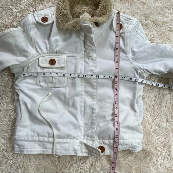Joe’s denim full zip Sherpa jacket pockets cream ivory cotton size L - Picture 10 of 11